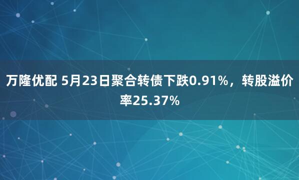 万隆优配 5月23日聚合转债下跌0.91%，转股溢价率25.37%