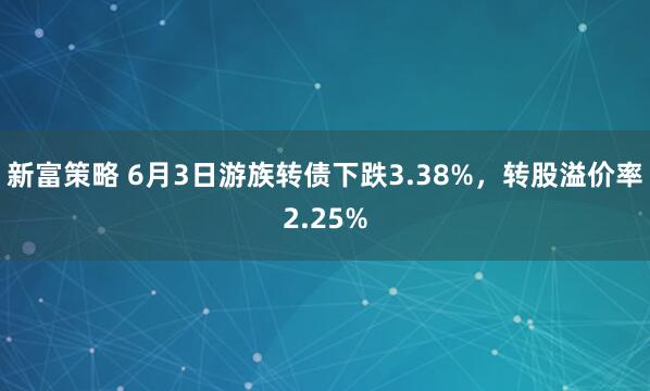 新富策略 6月3日游族转债下跌3.38%，转股溢价率2.25%